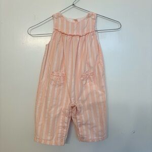 Janie and Jack Baby Girl 3-6 Mth Striped Pink White Romper 100% Cotton